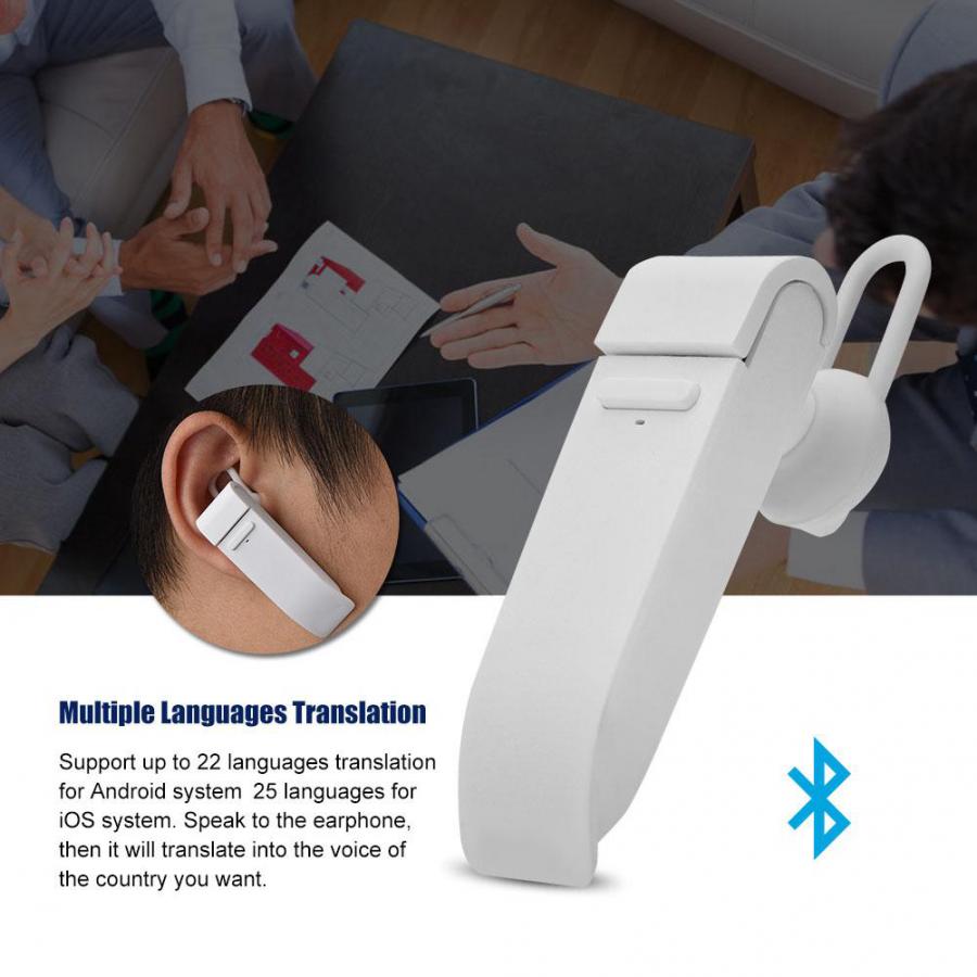 traductor voice translator Smart Multi-Language Translation Wireless Earphone Portable Business Headphone White