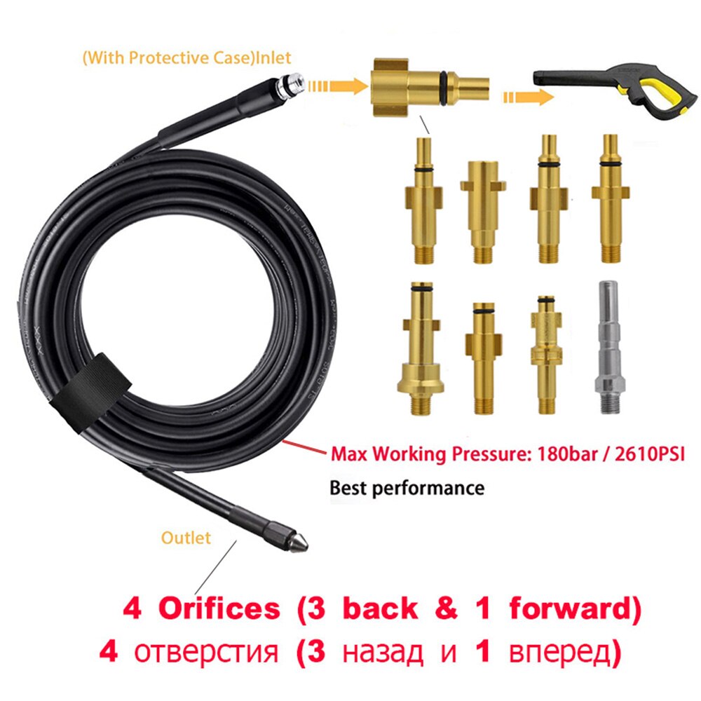 Tuyau de nettoyage de canalisations de furet de ROUE, tuyau d&#39;évacuation d&#39;eau pour Karcher Bosch Nilfisk Parkside, accessoires de lavage