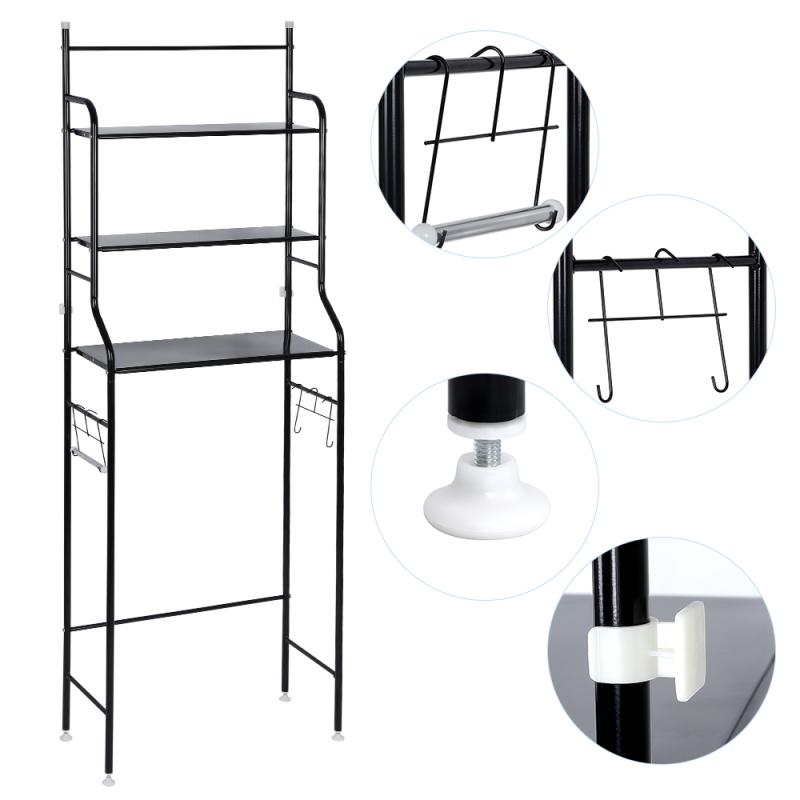 Thicken Stainless Steel Rack Toilet Cabinet Shelving Kitchen Washing Machine Rack Bathroom Space-saving Shelf Clean Storage Hold