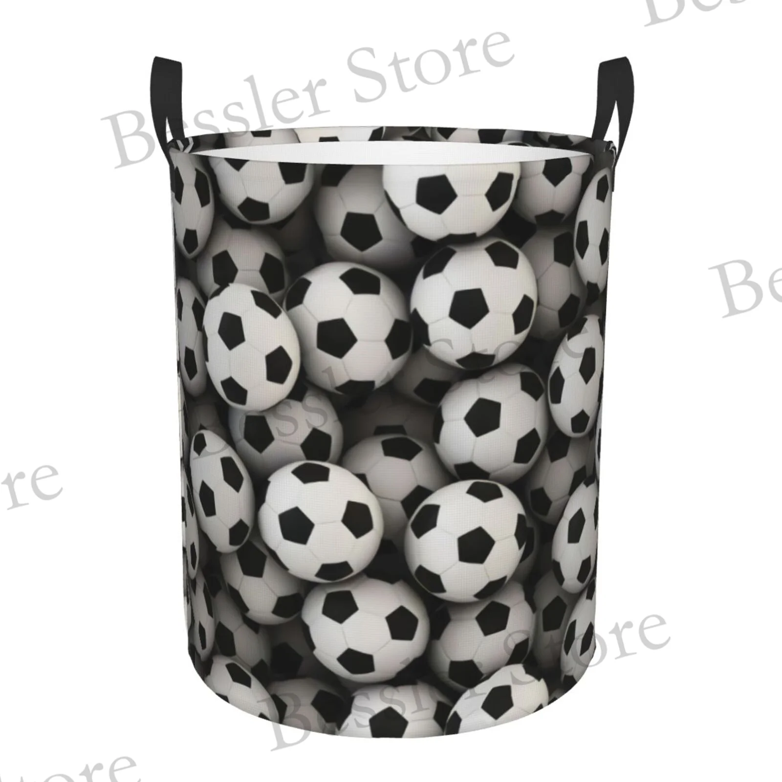 Foldable Laundry Basket For Dirty Clothes Soccer Balls Sport Football Pattern Storage Hamper Kids Baby Home Organizer: S / plum