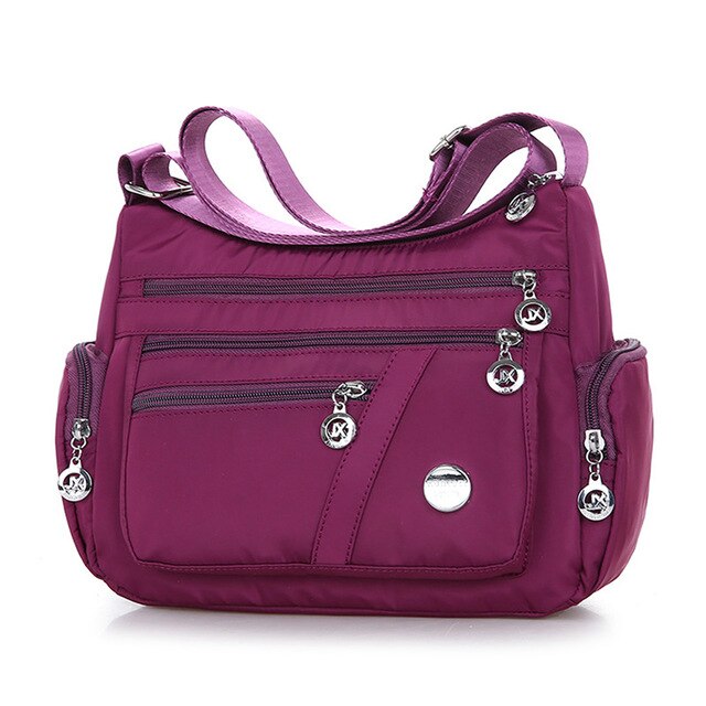 Women Shoulder Messenger Bag Waterproof Nylon Oxford Crossbody Bag Handbags Large Capacity Travel Bags Purse Wallet: Purple