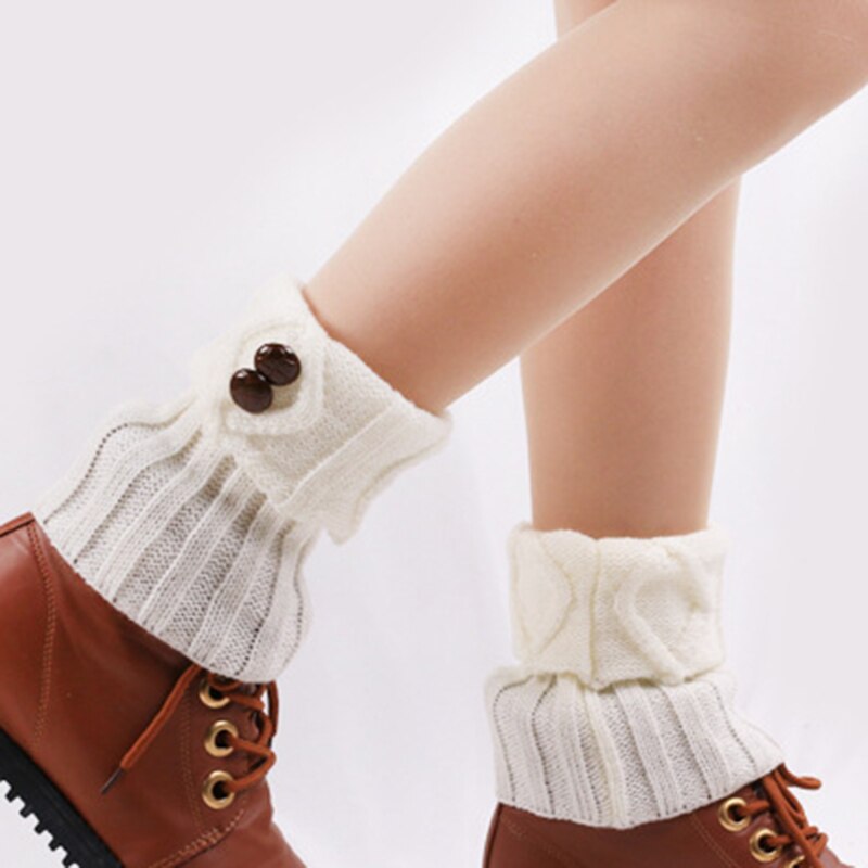 Laarzen accessoires dames winter korte beenwarmers knoop haak gebreide laarzen sokken toppers manchetten