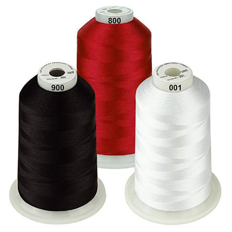 Farvepakker af polyesterbroderimaskine tråd enorm spole 5000m til alle broderimaskiner: Sort hvid rød