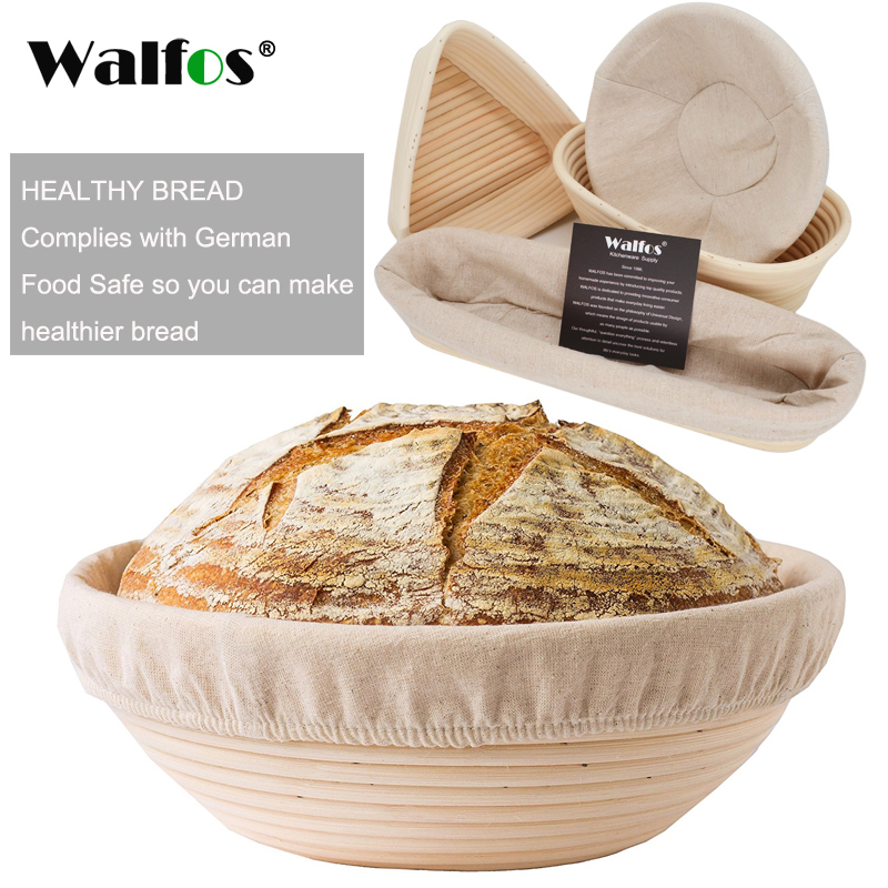 WALFOS panier en osier de Fermentation en rotin naturel, Baguette de campagne, pain français, pâte à pain, paniers Banneton