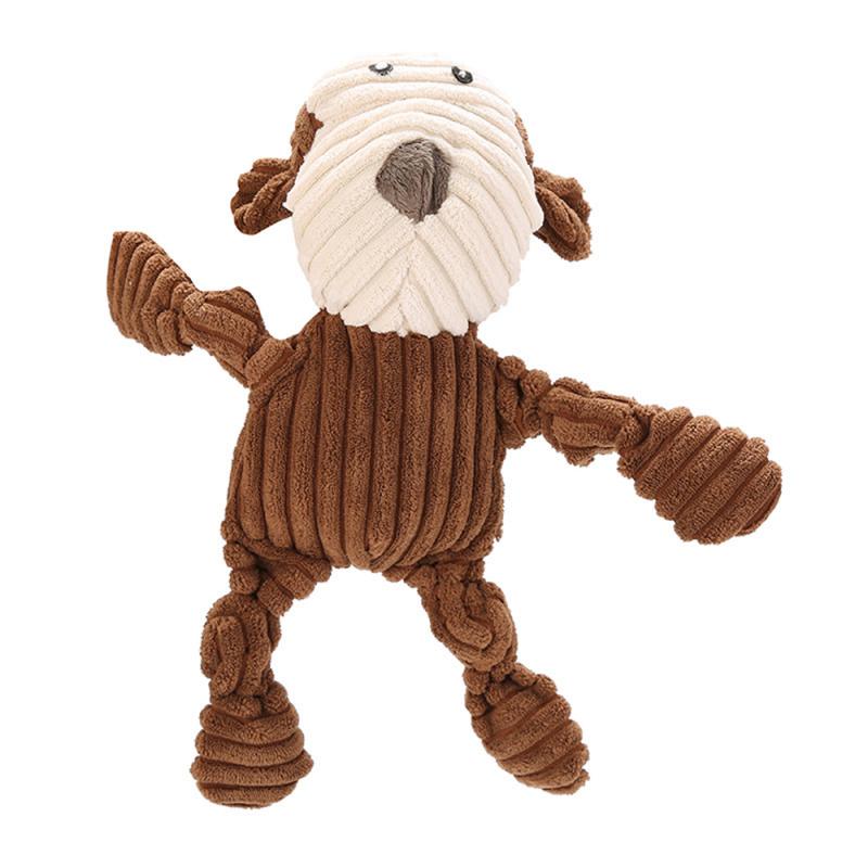 Pet Puppy Chew Squeaky Plush Sound Animal Toy Dog Molar Bite Resistant Cleaning Teeth Dog Toys Squeaking: Monkey