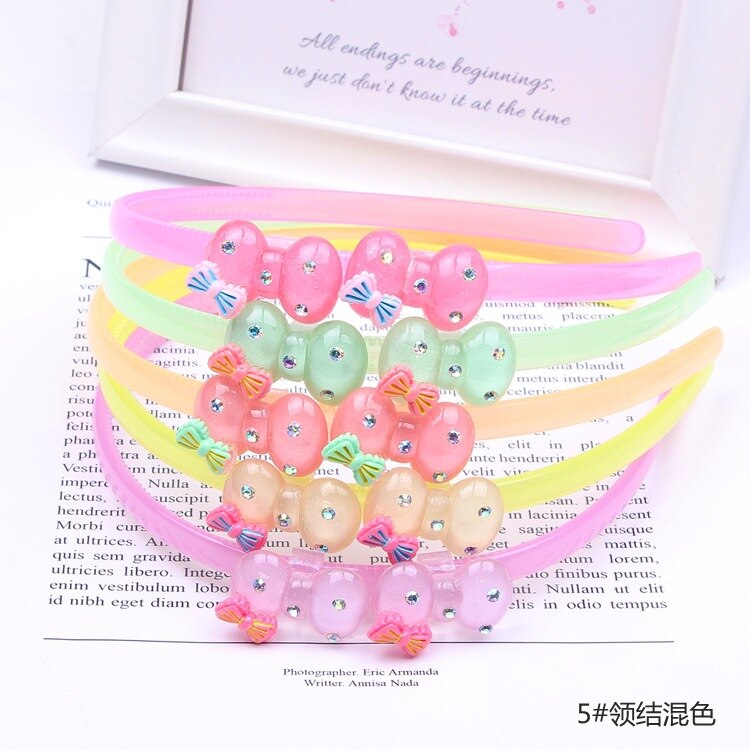 Kinderen Acryl Haar Accessoires Leuke Schattige Konijn Haarbanden Snoep-Gekleurde Kristallen Hoofdband Studenten Meisjes Hoofdband: 5  Bowtie Color Mixture