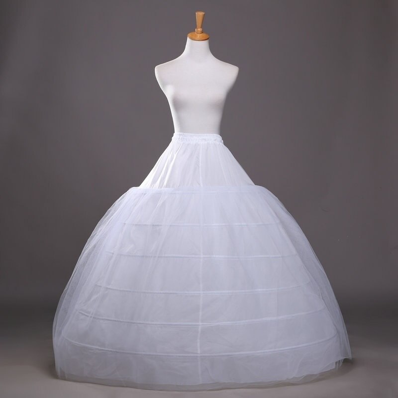 Brudeunderskjørt puffy ballkjole underkjole 6 bøyler til brudekjole quinceanera crinolines crinolina de quinceanera: Default Title