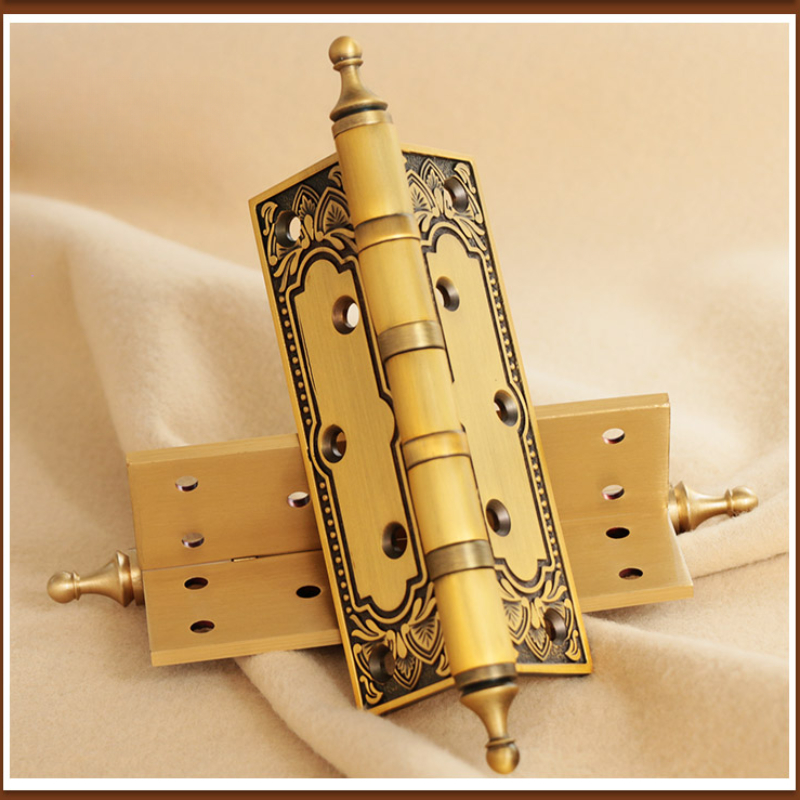 Charnière de porte en laiton de luxe européen, 5 pouces, charnière électrolytique haut de gamme, roulement silencieux, rétro, intérieur, 1 pièce