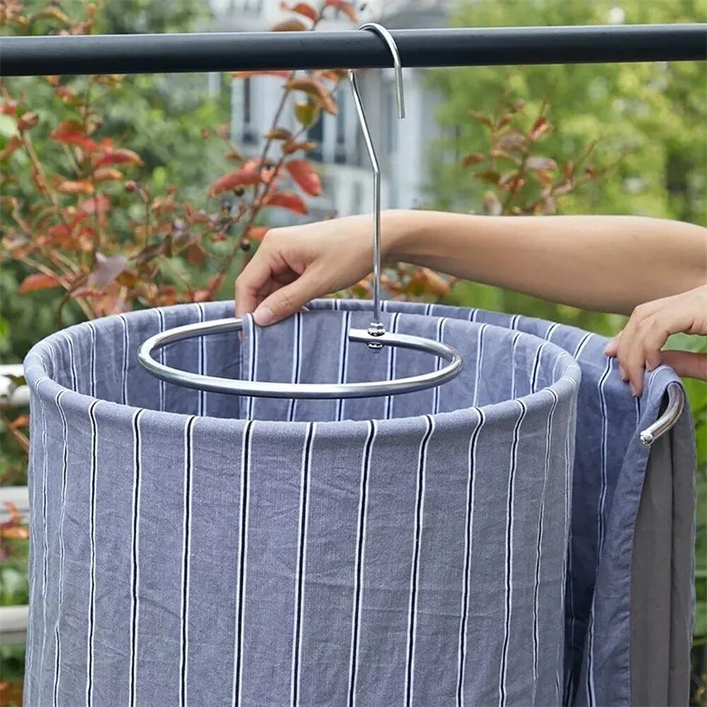 Rvs Droogrek Deken Hanger Ronde Spiraal Dekbed Lakens Draaiende Hanger Met Clips Indoor Outdoor Camping Rack