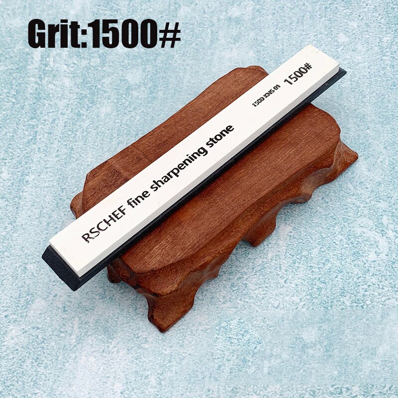 Small sharpening stone with base for kitchen knife Fixed angle sharpener outdoor whetstone Apex edge White corundum: 1500 Grit