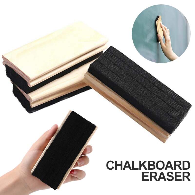 Blackboard Whiteboard Wool Felt Eraser Pine Wood Chalkboard Duster Classroom Cleaner Kit School Office Sationery Supplies