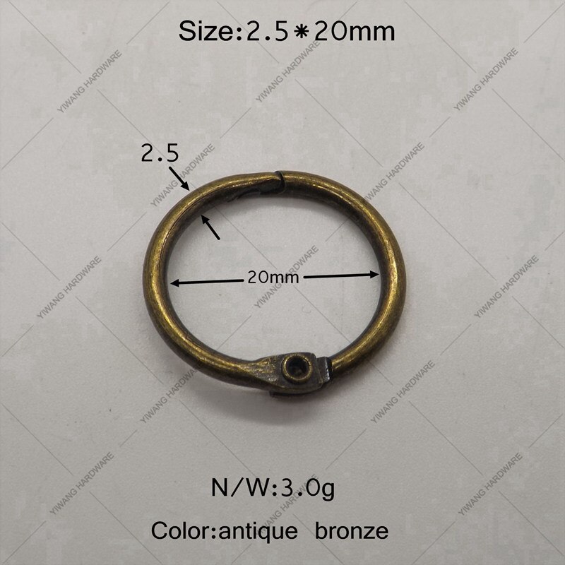 Tillverkare direktförsäljning brunn antik brons bok ring 10 st per förpackning samlingsring nyckelring multipurpose ring: 20mm
