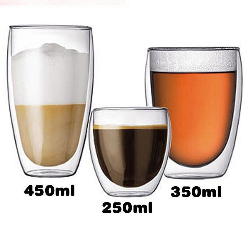 80-450Ml Hittebestendige Dubbel Glas Bier Espresso Cup Set Handgemaakte Bier Mok Thee Cup Whisky Glas drinken Beker Met Handvat