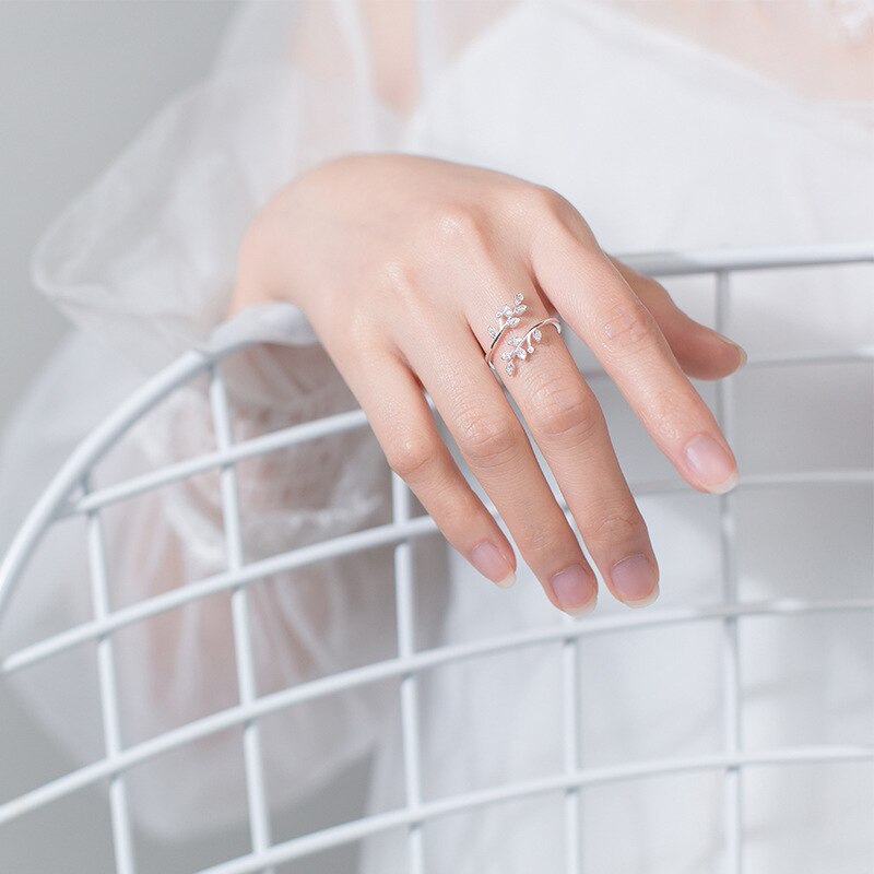 Persönlichkeit retro Silber Überzogene Blatt Liebe Umarmung Ringe Für Frauen Schmuck Neue Kreative Offenen Ring Anillos Einstellbar