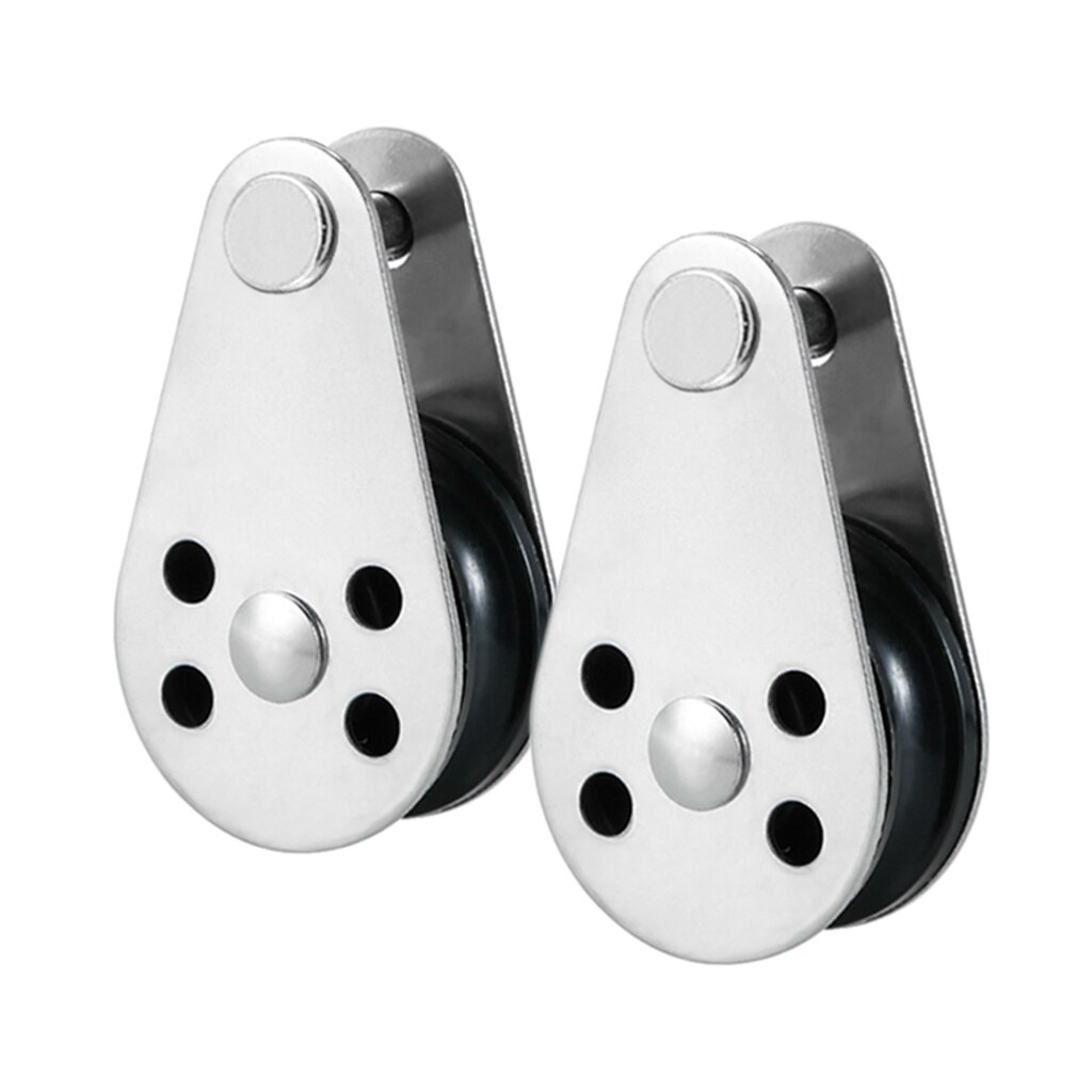 2pcs 316 Stainless Steel Wire Rope Crane Pulley Block - Boat Kayak Lifting Fixed Pulley Hanging Wire Towing Wheels
