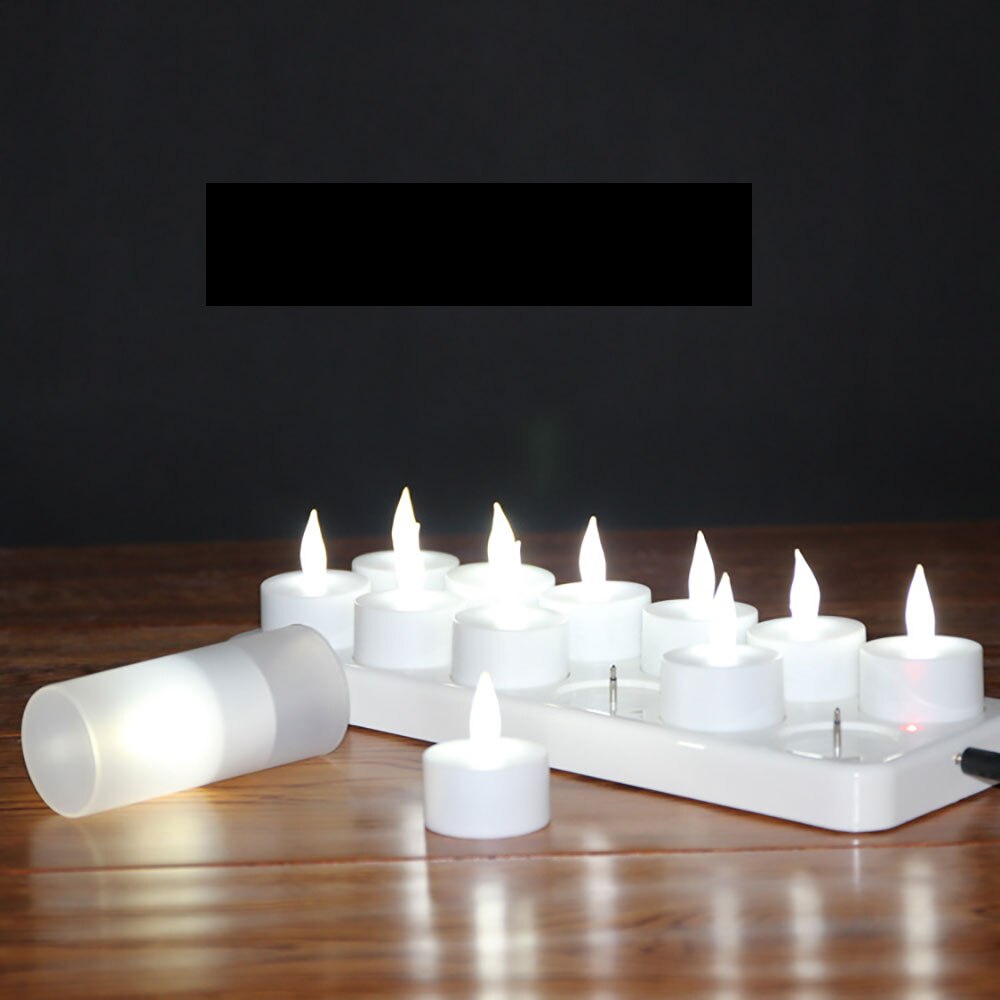 Vela recargable LED parpadeante o no parpadeante, luz amarilla o blanca, simulación de llama, luz de té, decoración de boda, 12 Uds.: white not flash