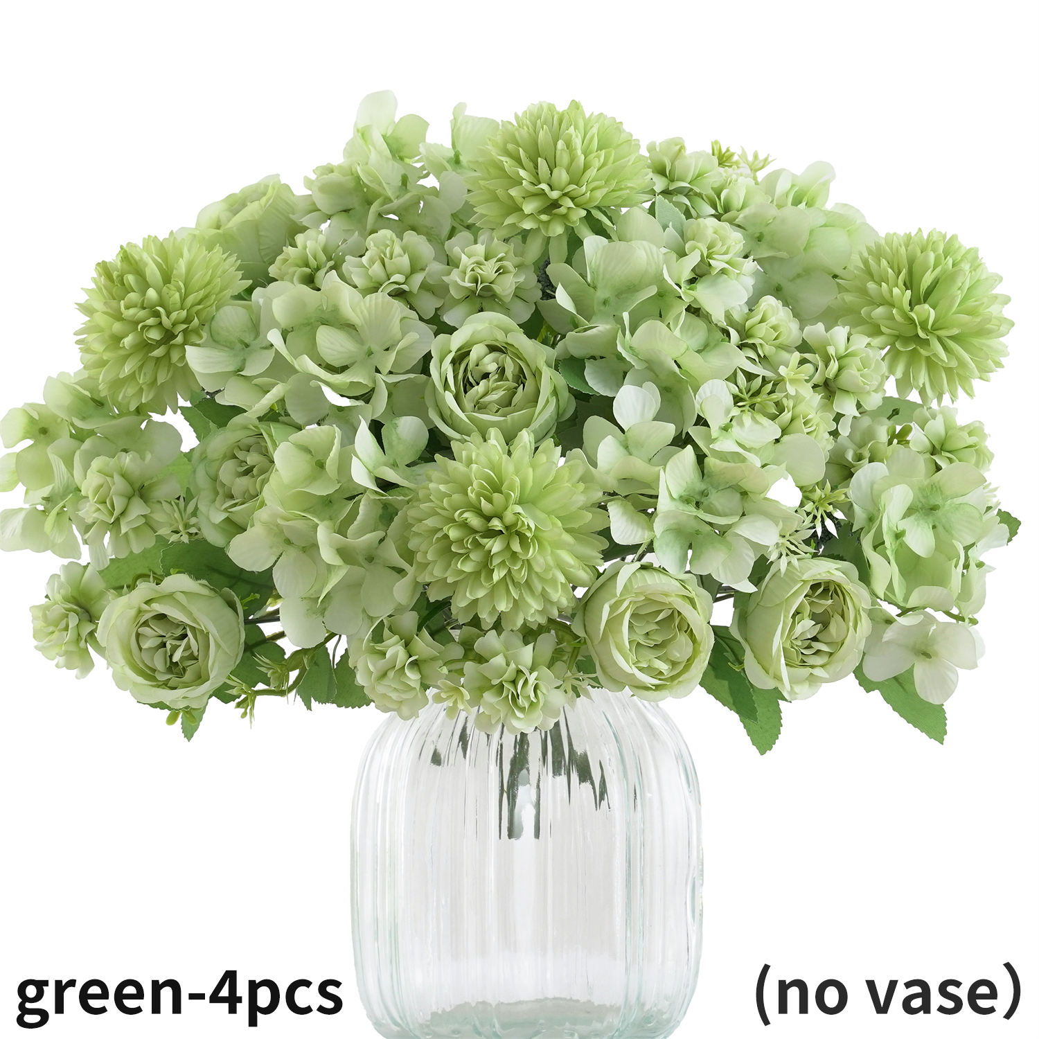 Ramo de flores artificiales realista de 1/4 Uds., ramos reutilizables de hortensias y crisantemos de peonía sintética con tallo, decoración para la habitación del hogar
