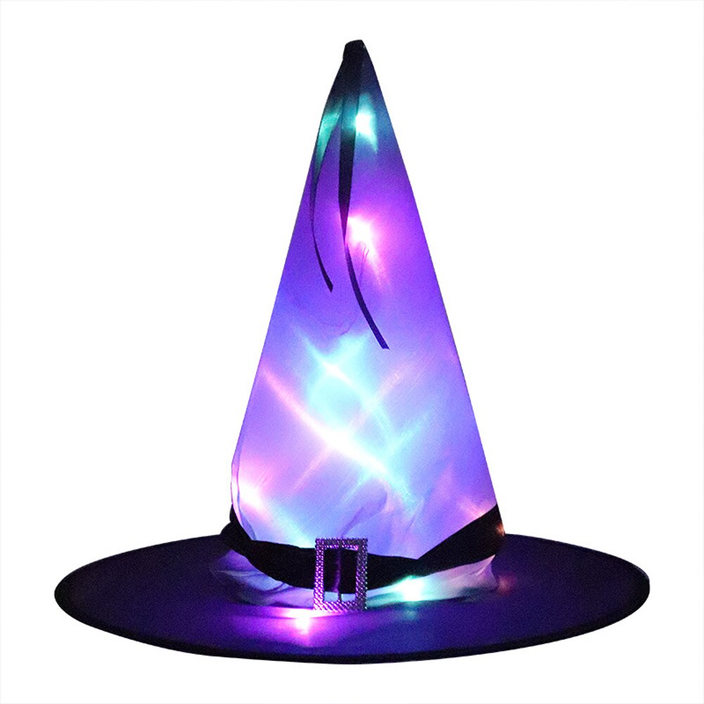 Neue Halloween Leuchtende Hexe Hütte mit LED Schnur Lichter Glänzende Kostüm Headwear für Außen Dekoration Cosplay Requisiten: LILA
