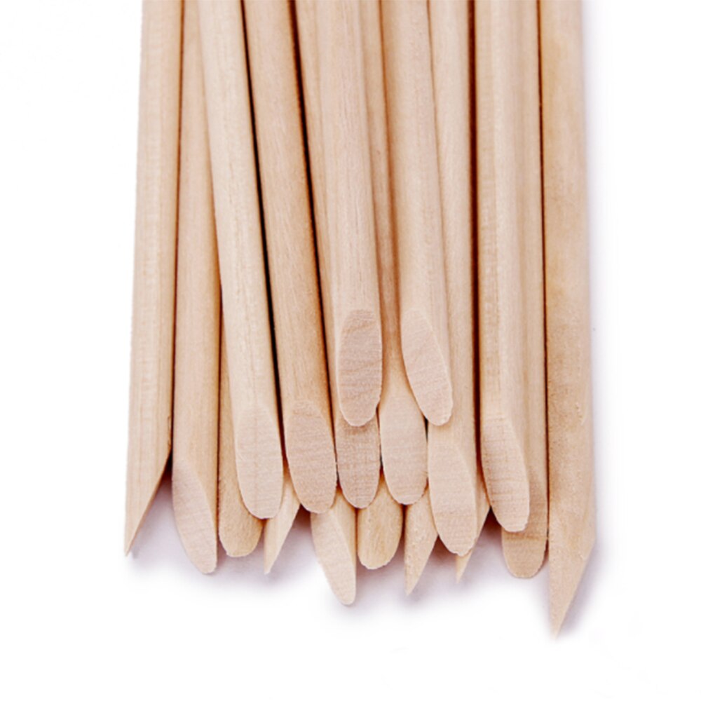 Bastón de madera Nail Art para mujer, cutícula y piel muerta, Palito para manicura, limas, equipo de punteo de uñas, 100 Uds.