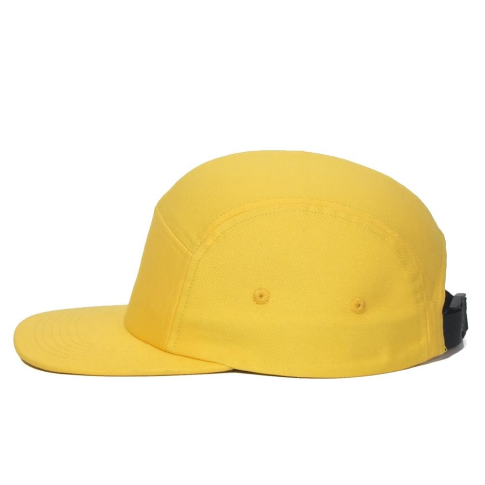 DongKing 5 Panels Cap Short Brim Hat Flat Bill Cotton Blank Camping Hats Solid Colors Low Crown Classic Adjustable: Gold