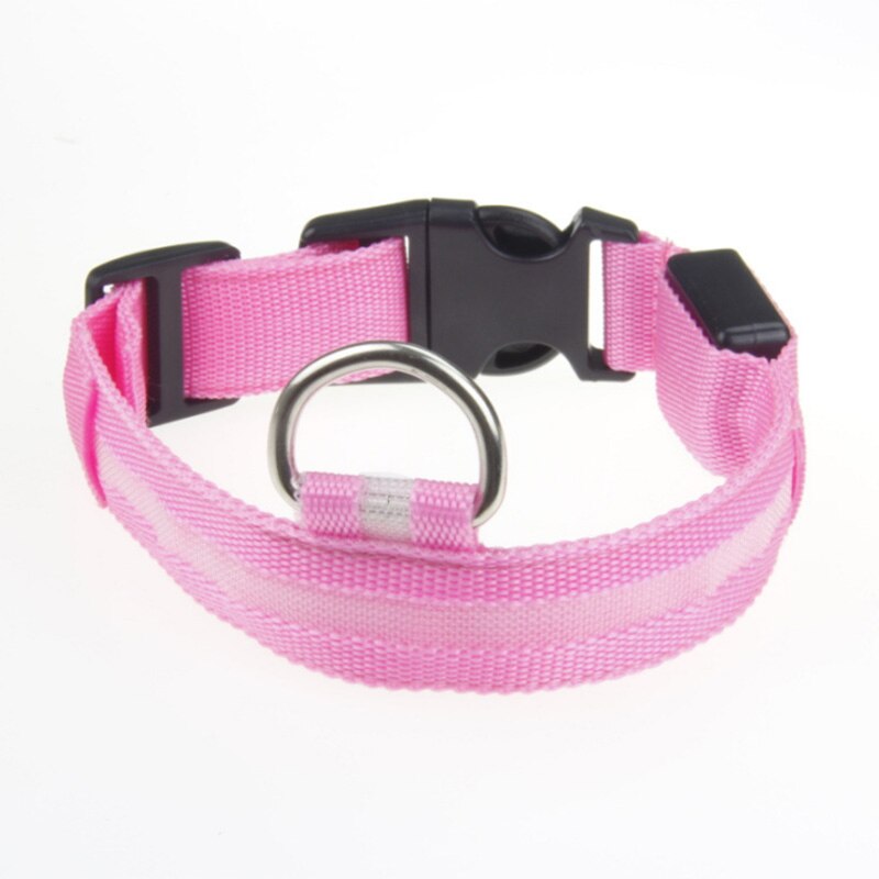 Nylon LED Dog Collar Light Night Safety LED Flashing Glow Pet Supplies Pet Cat Collars Dog Accessories for Small Dogs Collar LED: Pink / M