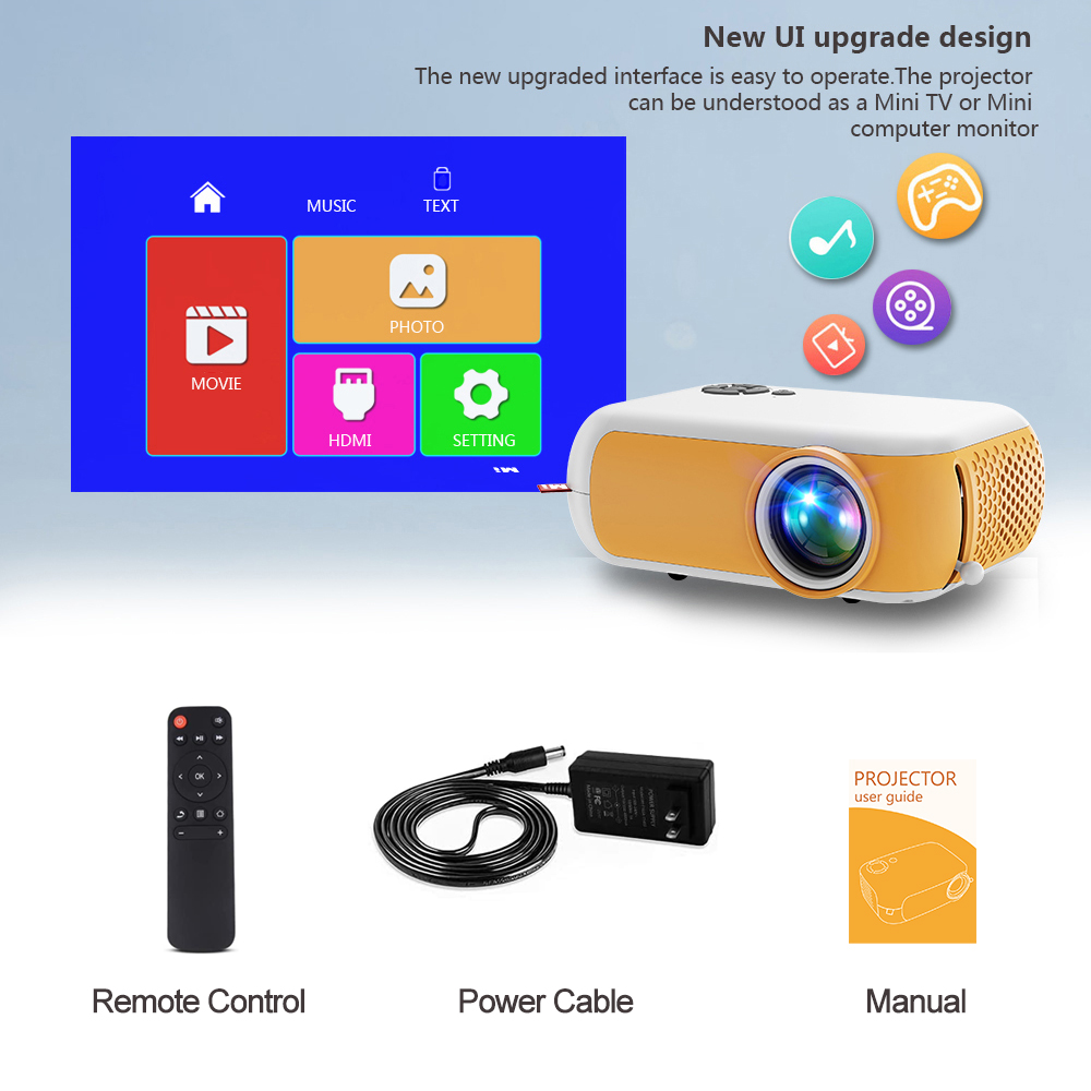 Svanur Led Mini Projector 480X360P Ondersteuning 1080P Full Hd Hdmi-Compatibel Usb Video Audio Draagbare home Media Video Player