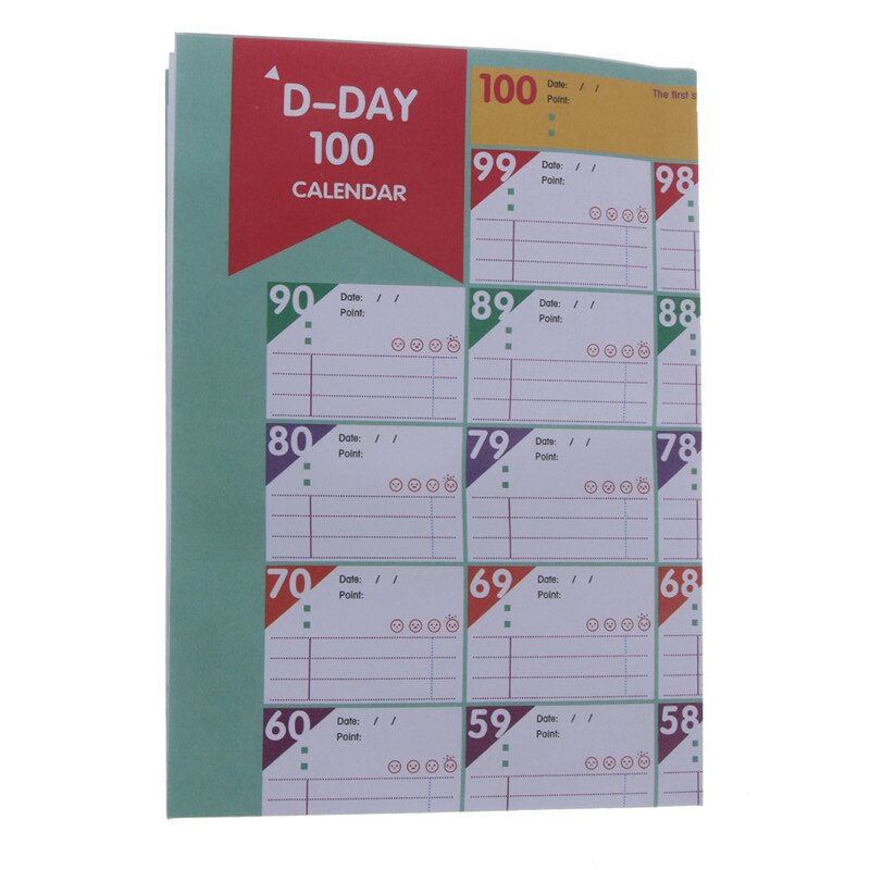 100-Day Target Table Countdown Schedule Memo Pad Student Learning Planning Stickers Planner Cartoon Cute Office School Supplies