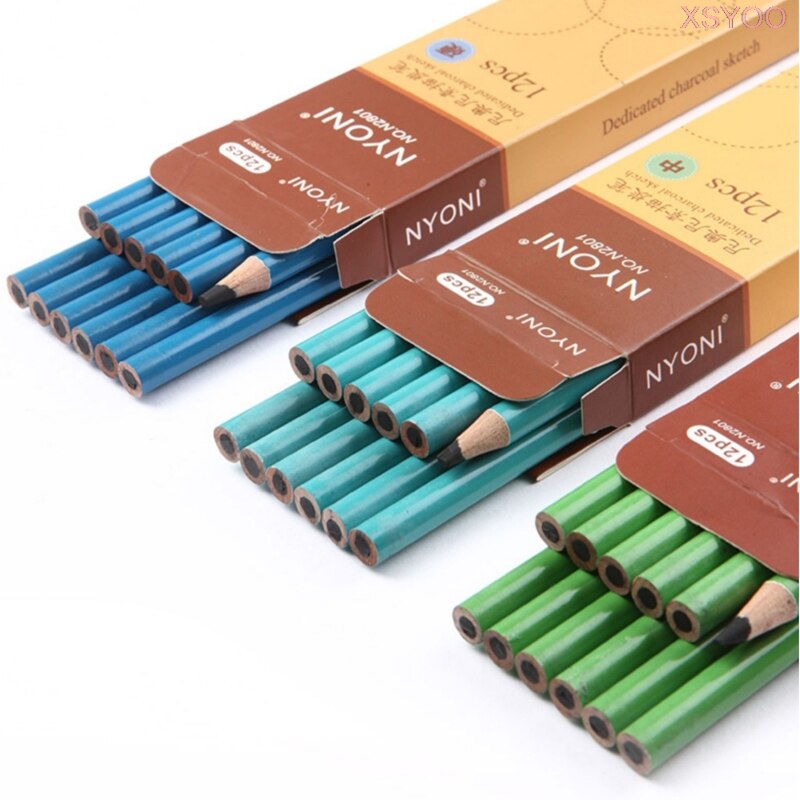 NYONI 10/12Pcs 14B Pencil Set Dedicate Charcoal Pencil Soft Medium Hard Painting Pencils Sketch Pencil Art Supplies Staionery
