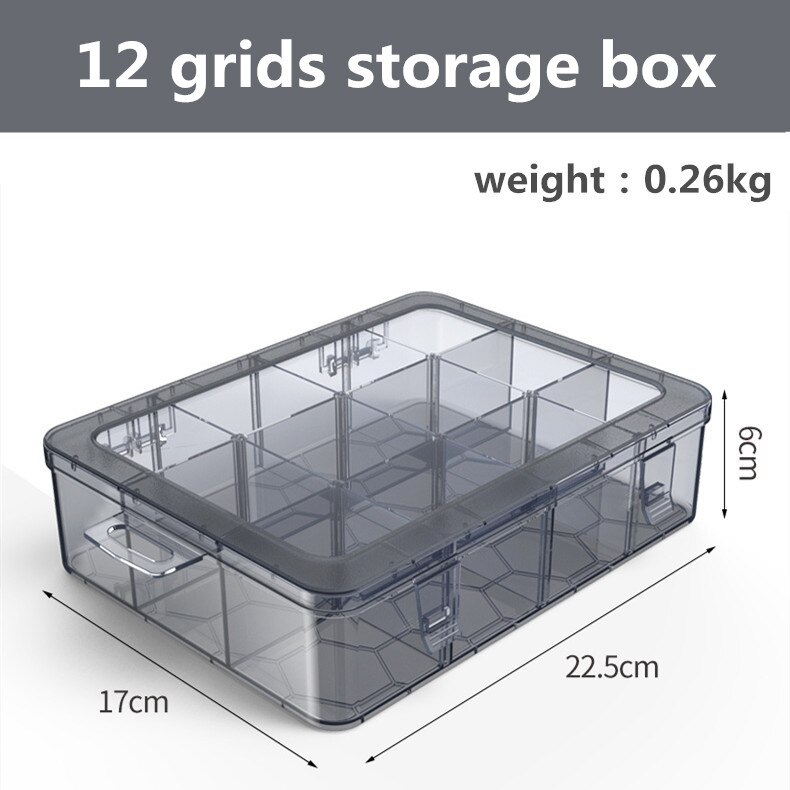 Organizer 9-24 Grids Adjustable Storage Container Compartment Plastic Storage Box Component Screw Holder Case Display Container: Blue