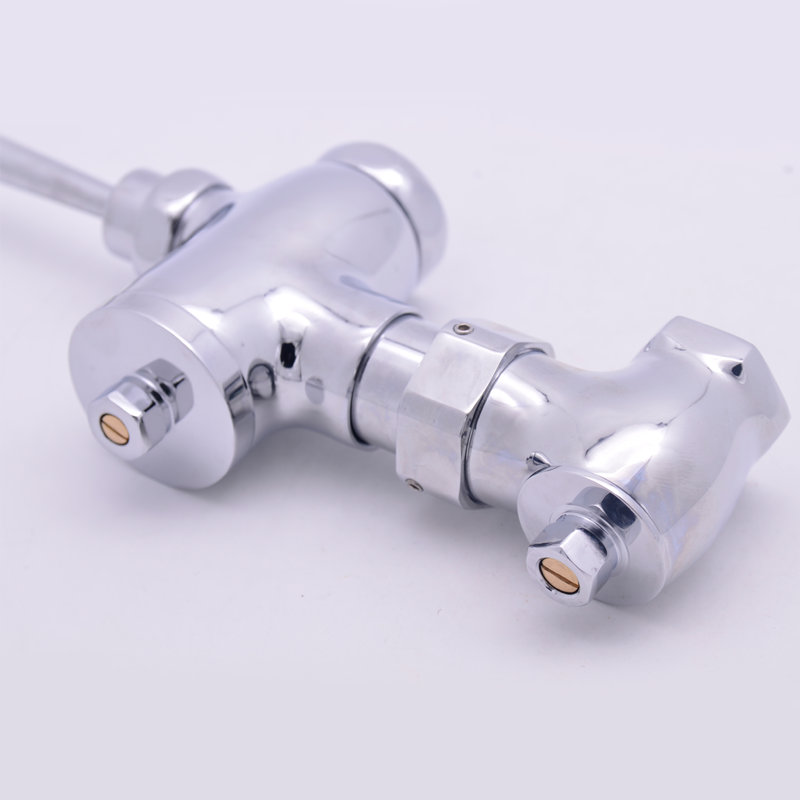 SPRING SUMMER Brass Manual Lever Handle Toilet Flush Valve Time Delay Self Closing Exposed Hand control Wall Mount Wall