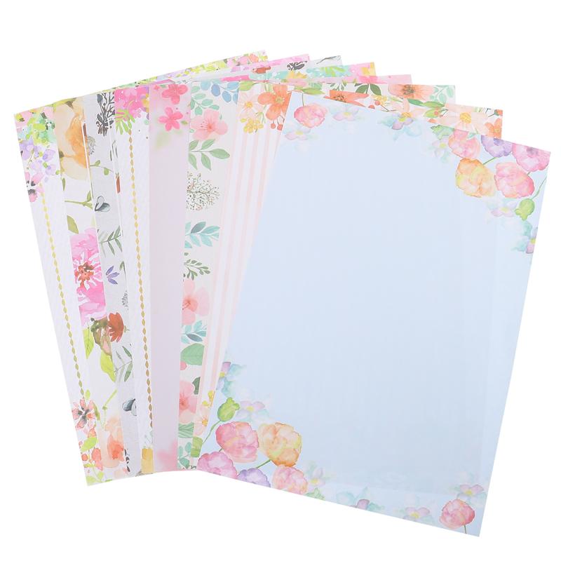 40pcs Printing Letter Paper Floral Style Writing Paper Retro A4 Paper Cartoon Small Love Letter Romantic Stationery