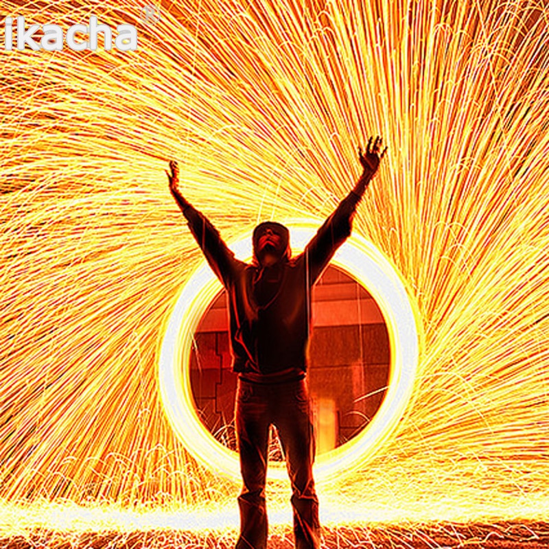 Trending Fotografie Spektakuläre Feurigen Foto Selfie Werkzeug Stahl Wolle Metall Faser für Licht Malerei Lange-exposition