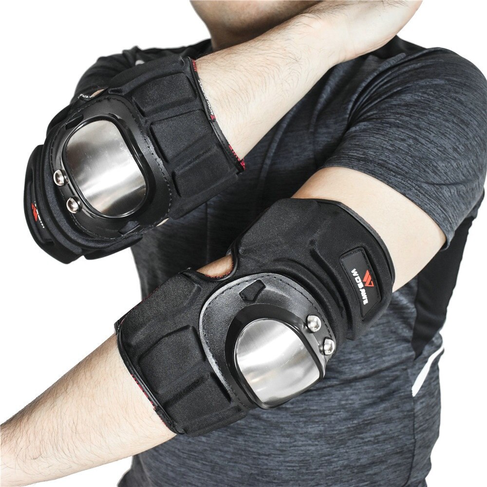 WOSAWE Motorrad Edelstahl Ellenbogen Pads Moto-Cross Ellenbogen Schutz Schutz Moto Knie Schutz Schutz Getriebe Motorrad Reiten Knie