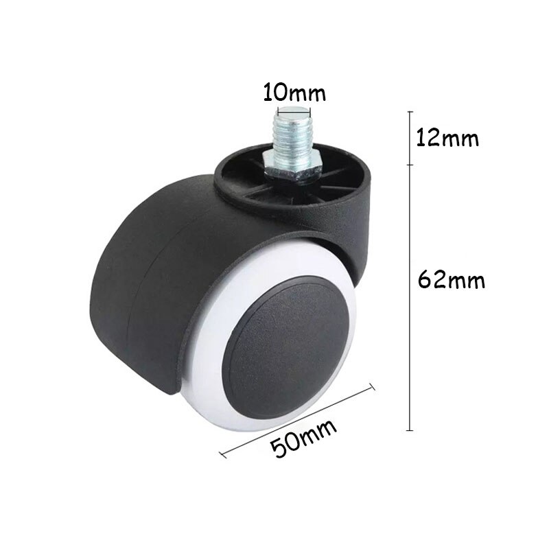 2 Inch/50mm Office Chair Caster Furniture Mute Wheel Universal Caster Baby carriage wheel Vertical Thread Stem wheel castors