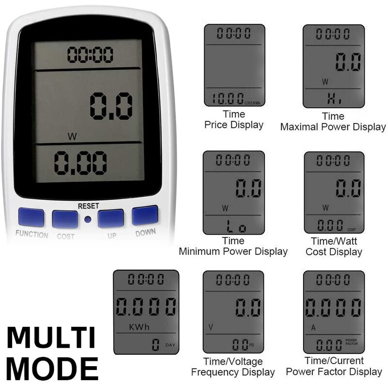 Power Analyzer Energy Meter Measuring Socket Digital Power Meter Wattmeter Watt Monitor Electricity Consumption Analyzer Monitor