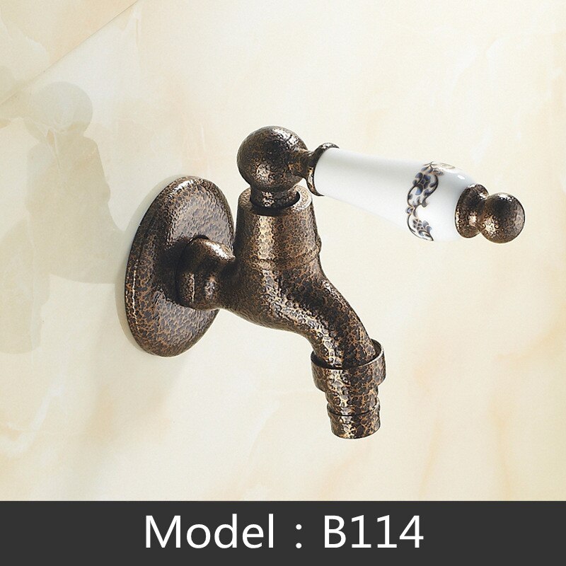 Variety Brass Lengthen Wall Mounted washing machine Bibcock Decorative Outdoor Garden Faucet one-in and two-out single cold Taps