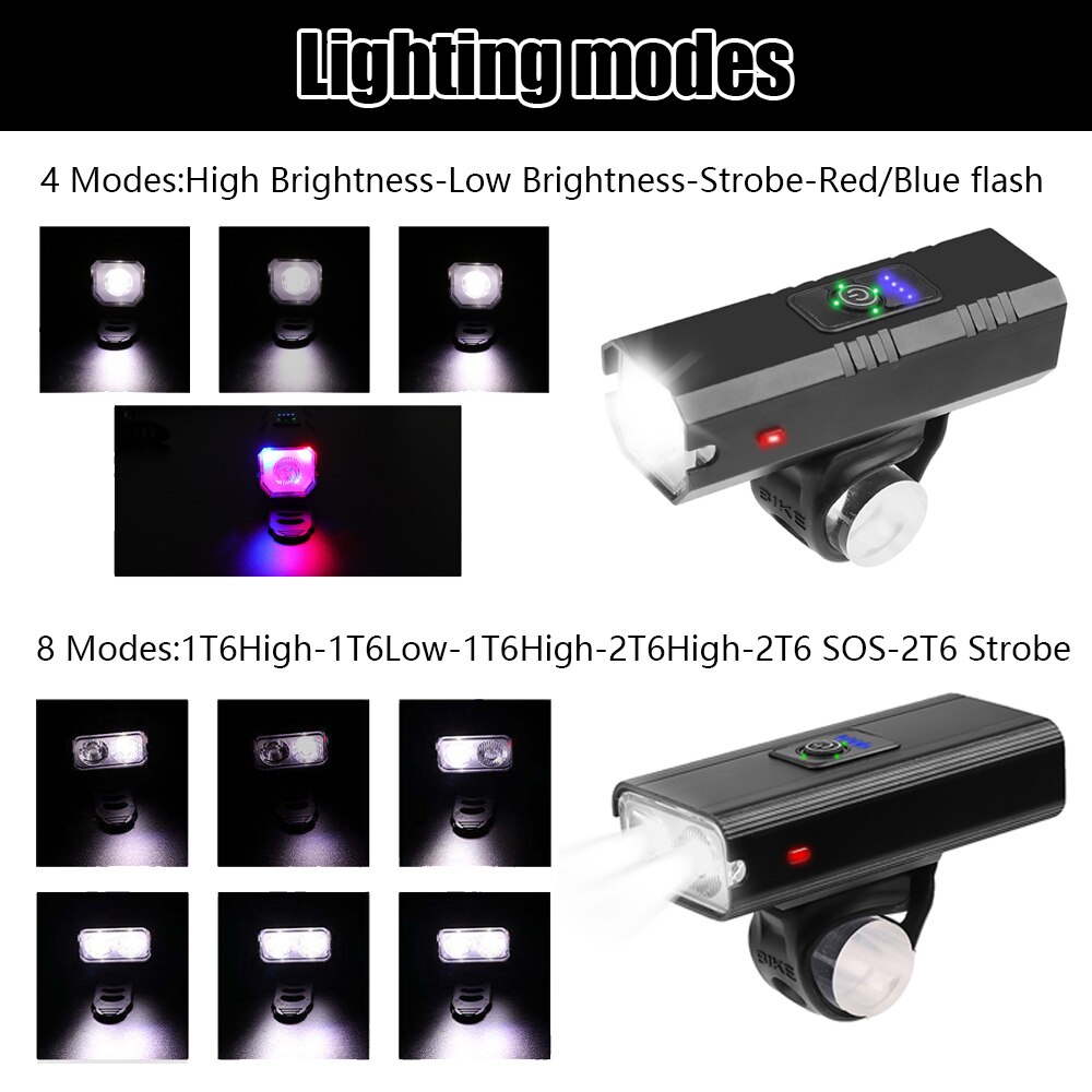 Wasserdichte Fahrrad Licht Super Helle T6 LED Fahrrad Lampe USB Aufladbare Radfahren Vorderseite Lampe 4000 MAh Reiten Anti-Blendung scheinwerfer
