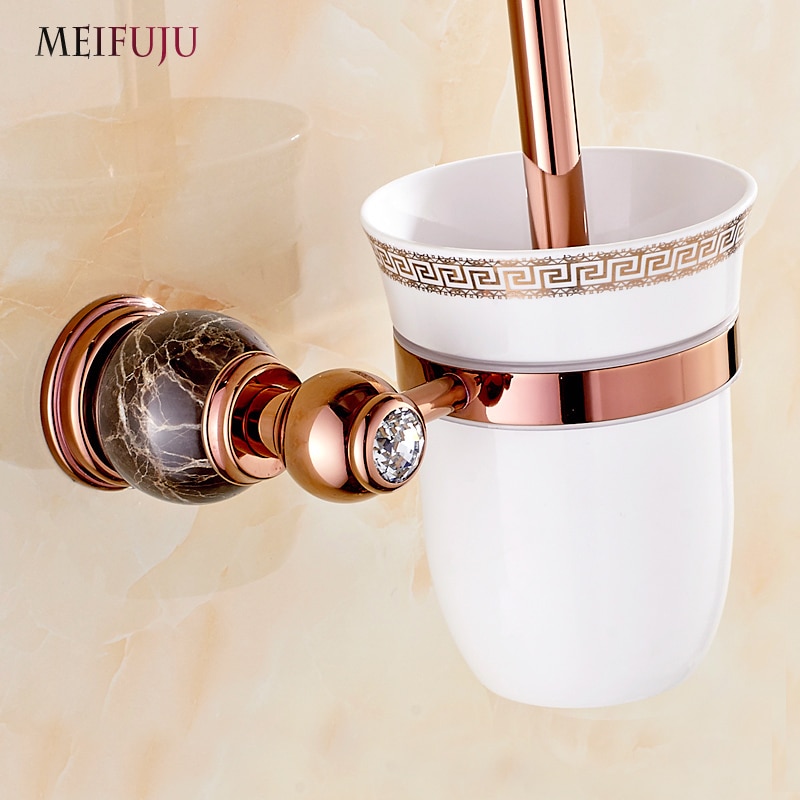 Europäischen stil Marmor Wc-bürstenhalter Rose Gold Überzog Weiße Jade wc-bürste Badezimmer Produkte nützlich für Schlecht