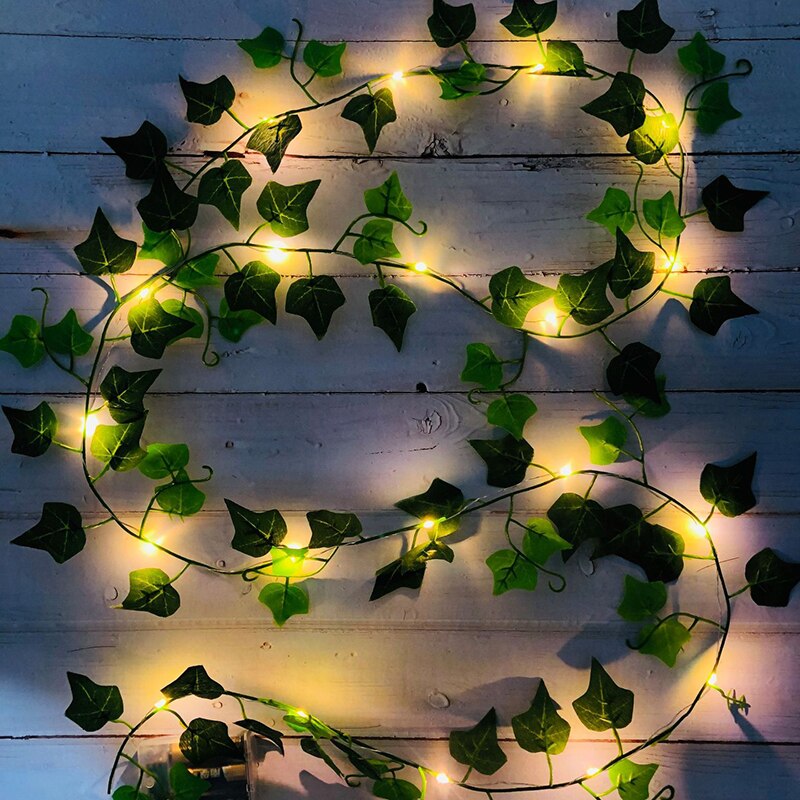 2m 20 led fairy lights snöre murgröna löv för halloween julträd trädgård gård hem uteplats bröllopsfest sovrum dekoration