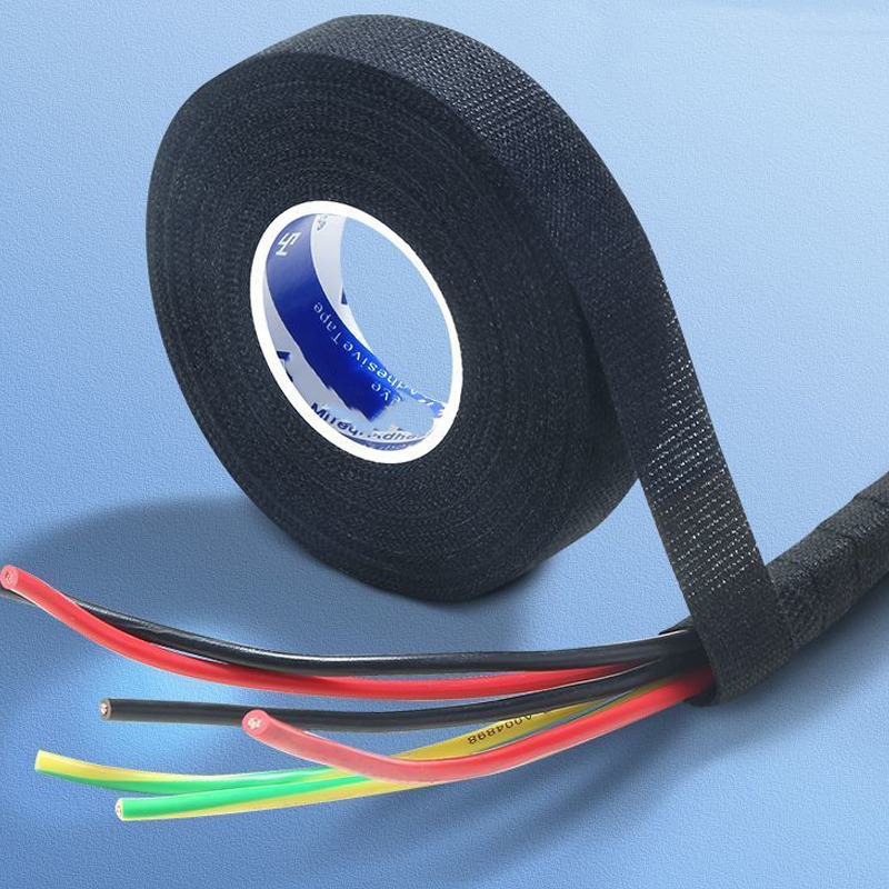 Hitzebeständiges, selbstklebendes Stoffband für Kfz-Kabelband, Kabelbaum, Kabelbaum, elektrisches Wärmetuch, 9 mm, 15 mm, 19 mm, 25 mm