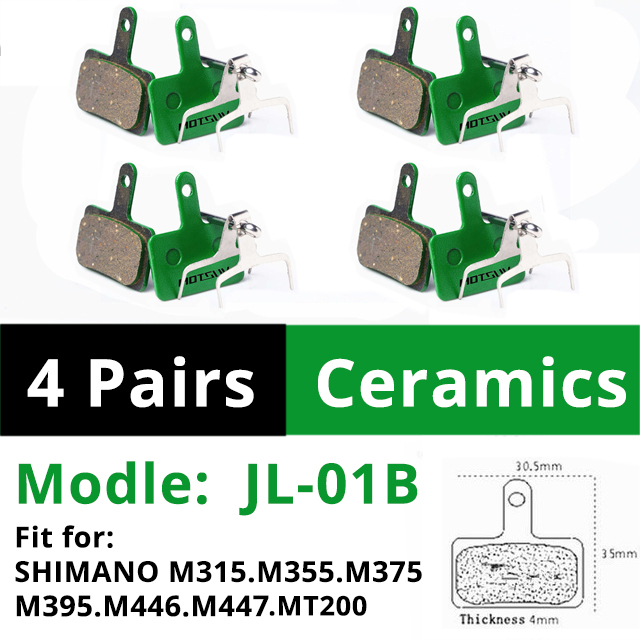 2 pares de MOTSUV de pastillas de freno para bicicletas MTB pastilla de freno de bicicleta SRAM AVID SHIMANO M315 M355 M365 M395 M445 M447 MT200 M525: 01B 2 Pairs Ceramics
