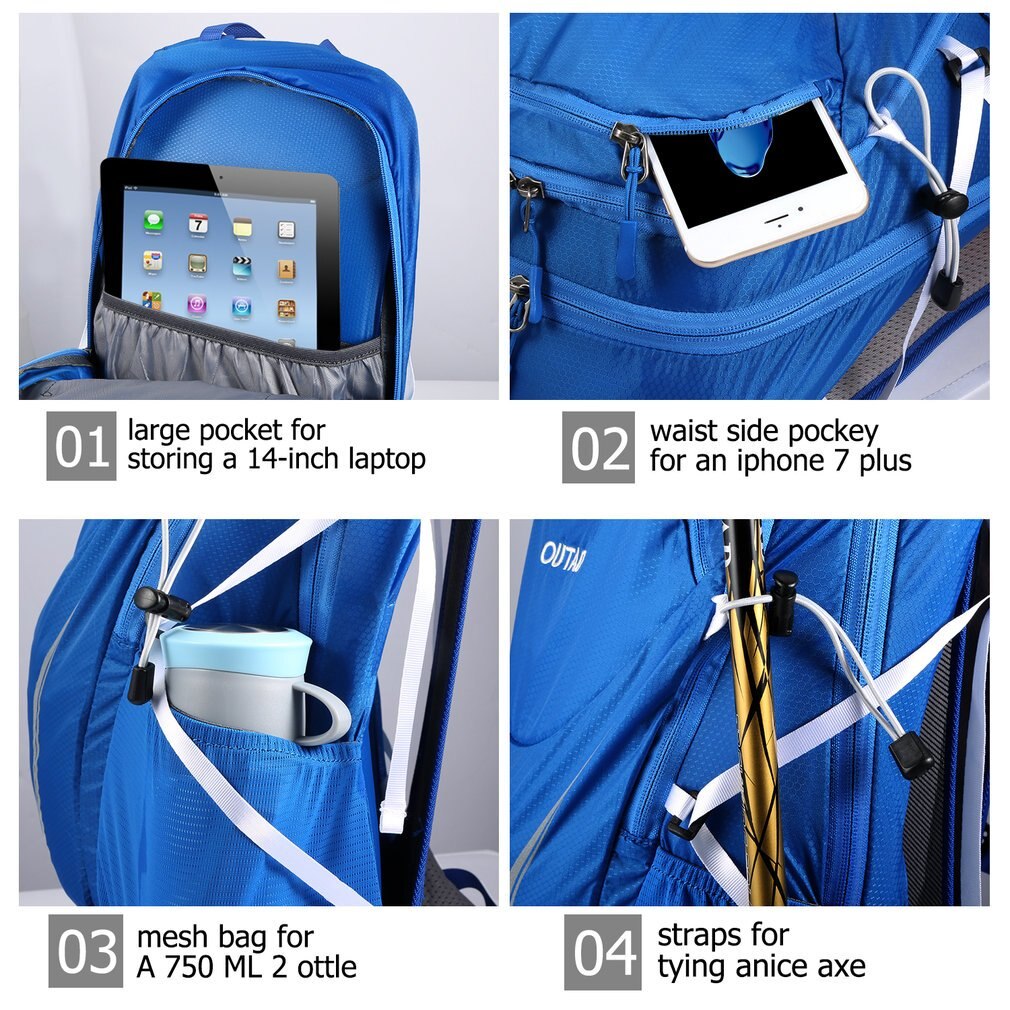 OUTAD Ultra-light Outdoor Backpack Waterproof Mountaineering Climbing Bag Camping Backpacks Sport Rucksack Burden-reducing
