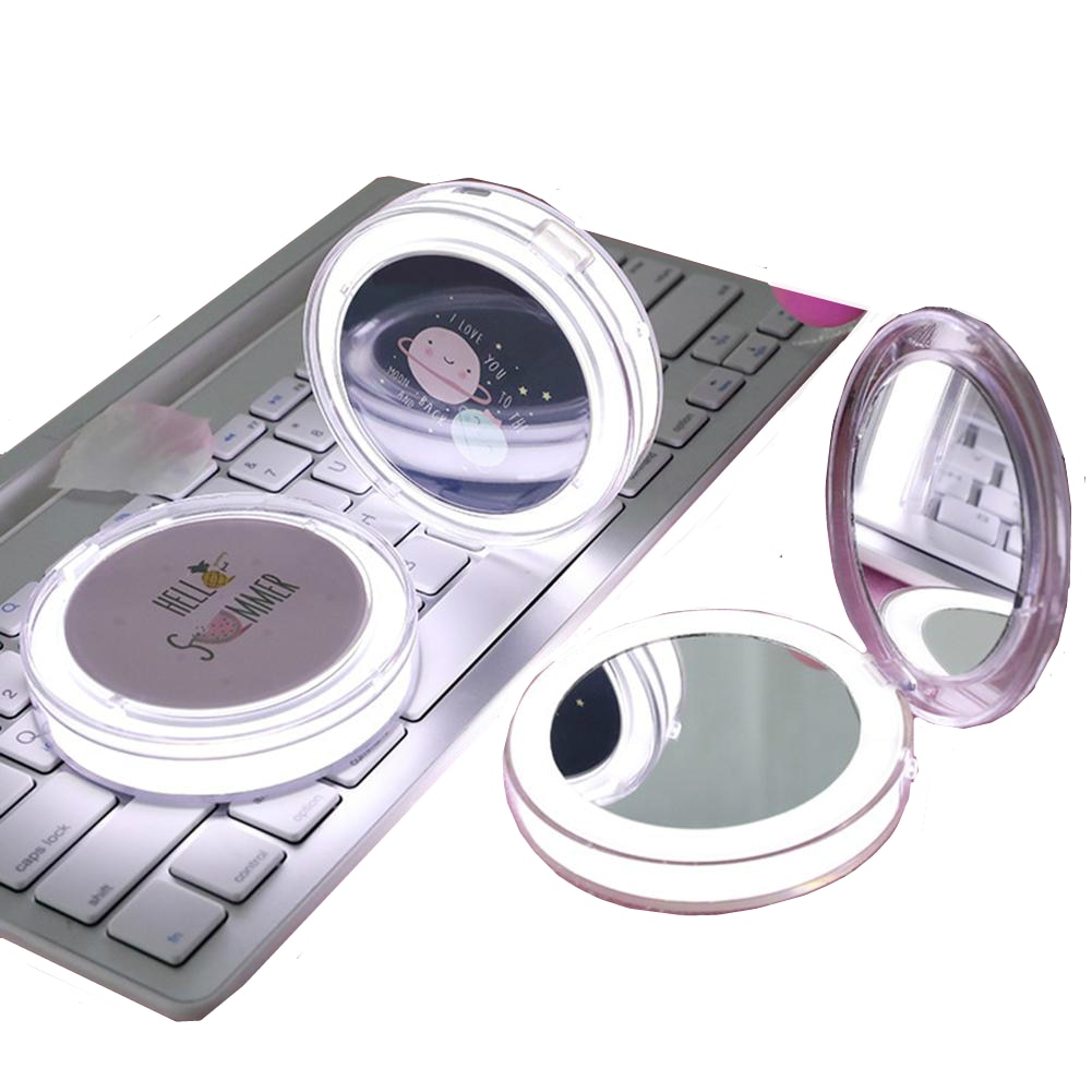 Mini espejo de maquillaje LED plegable a mano pequeño portátil Micro USB conectar Cable cargable espejo cosmético luz LED portátil