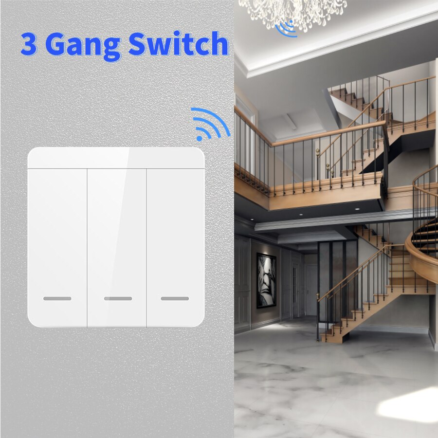 Alexa Wifi Smart Switch Tuya Alice Smart Life Home Gadgets Wireless Wall Interruptor for Light DIY Mini Module 1/2/3 Gang 433Mhz: 3 Gang Switch