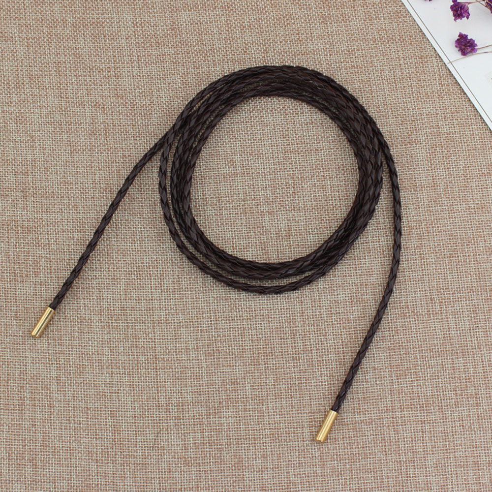 Cuerda de cintura larga tejida para mujer, Cinturón fino de 160cm, decoración Simple, lazo para vestido, cinturones de , 1 unidad: Café