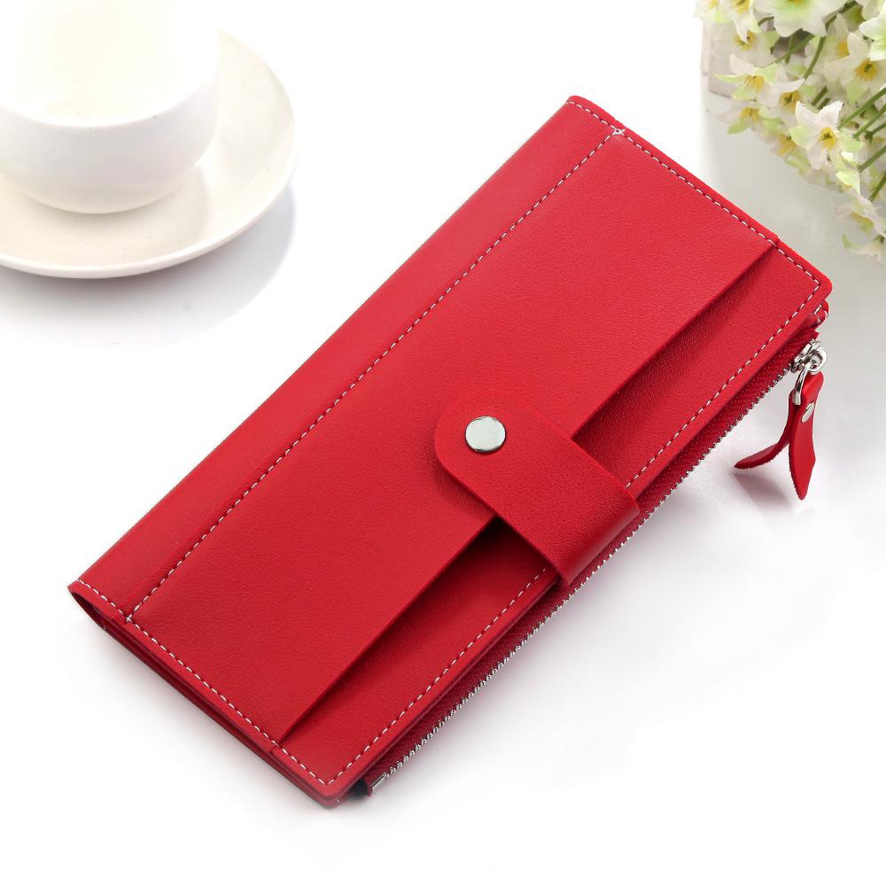 Women's wallet ladies wallet long Female Hasp & zipper PU Leather Purses portfel damski porte feuille femme carteras para mujer: Red