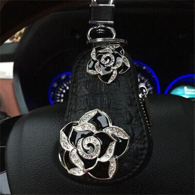 Bolsa borboleta com strass feminina, bolsa para chaves de carro rosa preto escolher 2019 moda coreana: black flower