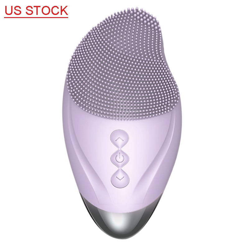 Chauffage visage nettoyage du visage Machine à laver Massage électrique brosse sonique Silicone peau outil visage brosse visage nettoyant