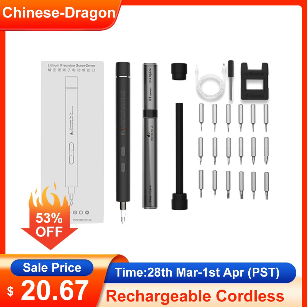 Cordless Gray/White Mini Electric Screwdriver Rechargeable Cordless Power Screw Driver Kit with LED Light Lithium Battery