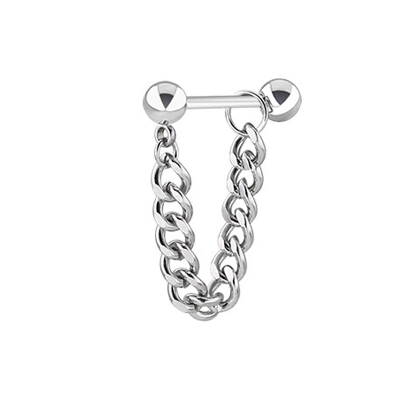 1Pc Ketting Stud Oorbellen Brincos Mode Oorbel Rvs Koreaanse Vrouwen Mannelijke Oorbellen Voor Mannen Zwart Punk Sieraden: 2 Silver